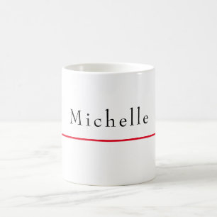 Mug Nom Retro Classical Elegant Plain Simple Blanc