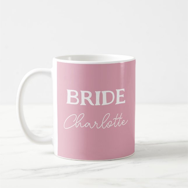 Mug Nom rose et blanc de mariée personnalisée (Gauche)