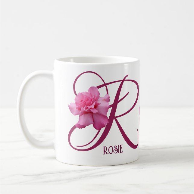 Mug Nom Rosie personnalisable rose fleurs boho (Gauche)