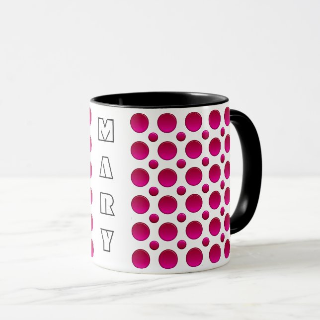 Mug Nom rouge de Gragient de pois (Devant droit)