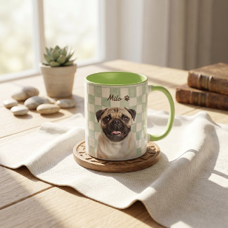 Mug Nom simple moderne et photo de l'animal de compagn