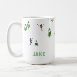 Mug Nom Skieurs alpins Ski Illustration Skier