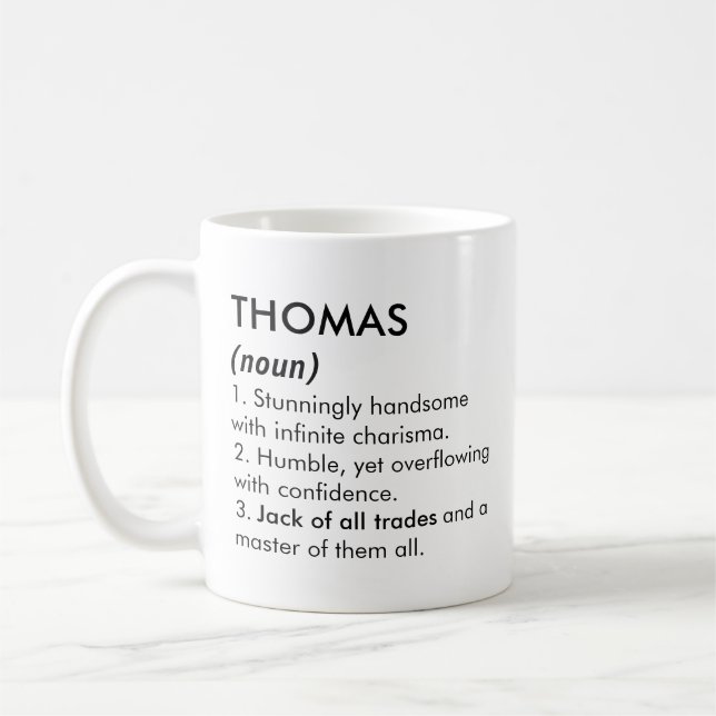 Mug Nom Thomas, Nom modifiable, Nom personnalisé (Gauche)