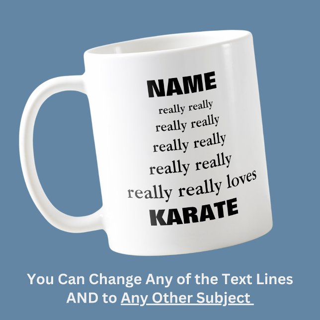 Mug Nom vraiment aime vraiment Sujet Karate (Créateur téléchargé)
