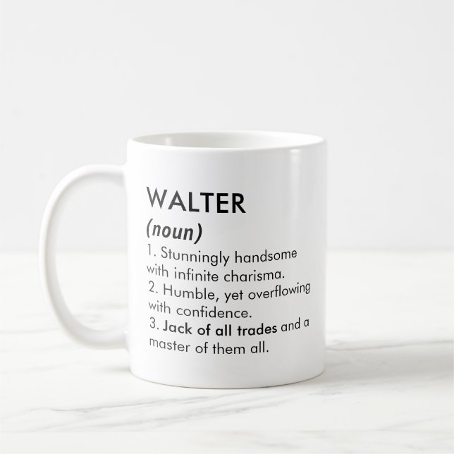 Mug Nom Walter, Nom modifiable, Nom personnalisé (Gauche)
