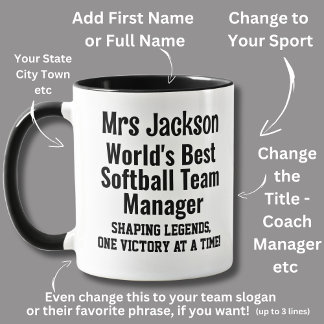 Mug Nom, Worlds Best Softball Team Manager - Légendes
