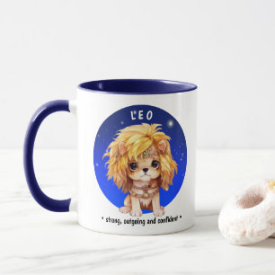 Mug Nom Zodiac Astrosign Leo Aquarelle bleu étoile