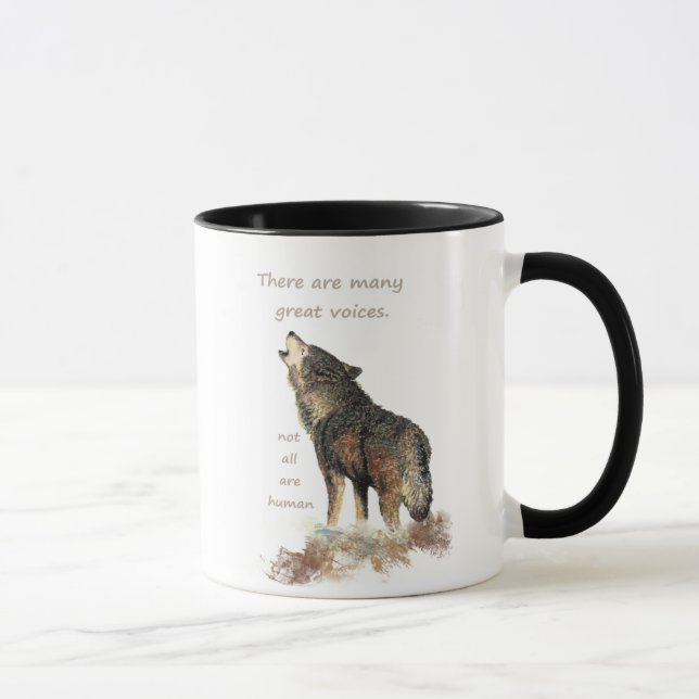 Mug Nombreuses voix géniales Citation de loup inspiran (Droite)