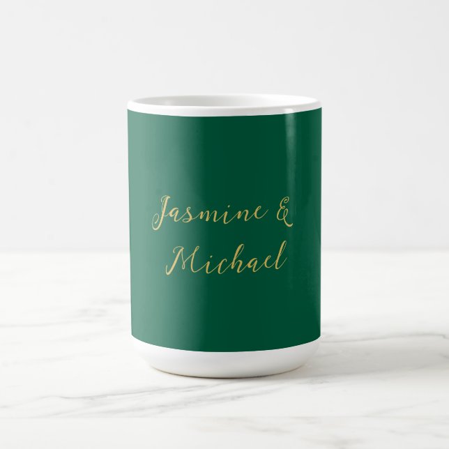 Mug Noms de couple de calligraphie classique vert et o (Centre)