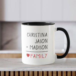 Mug Noms de famille Math Amour pour la famille de troi