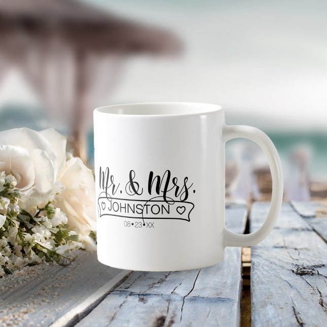 Mug Noms de famille nouvellement mariés Bannière M. &  (Créateur téléchargé)