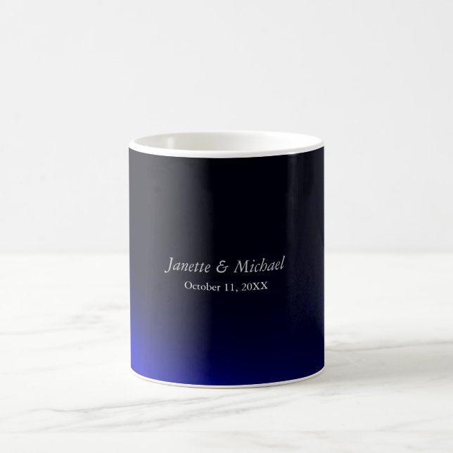 Mug Noms de Mariage d'amour Arrière - plan noir bleu (Centre)