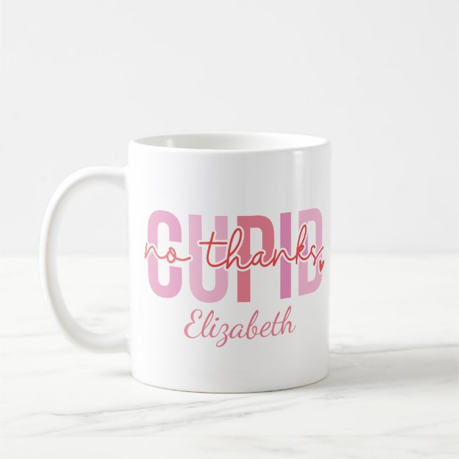 Mug Non Merci Cupid Funny Nom personnalisé Saint Valen (Gauche)