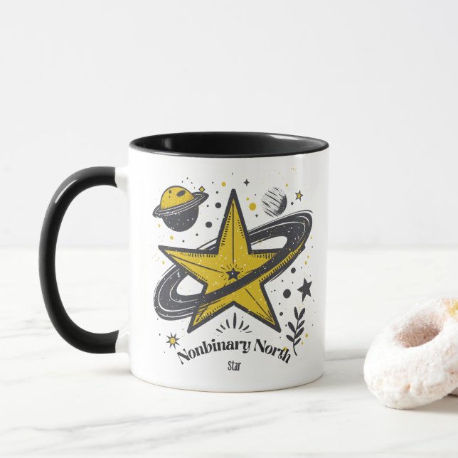 Mug Nonbinary North Star Shirt – LGBTQ Camping Pride (Avec donut)