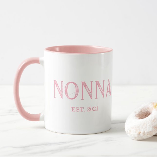 Mug Nonna année rose établie (Avec donut)