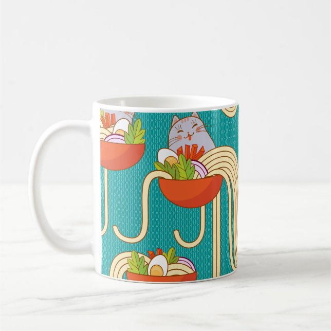 Mug Noodles Funny Chats Arrière - plan Turquoise (Gauche)