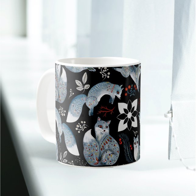 Mug Nordic Blue Fox Red Green (Créateur téléchargé)