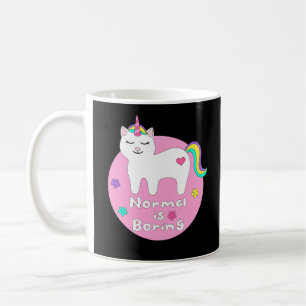 Mug Normal est ennuyeux Kawaii unicorn chat blanc & ro