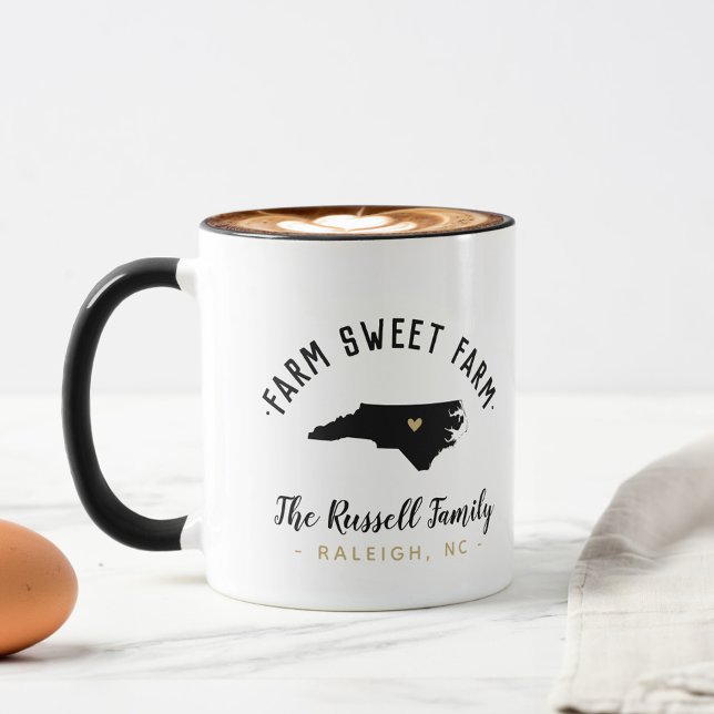 Mug North Carolina Farm Sweet Farm Famille Monogramme  (Créateur téléchargé)