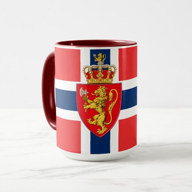 Mug Norvège, pavillon norvégien, armoiries (Devant gauche)