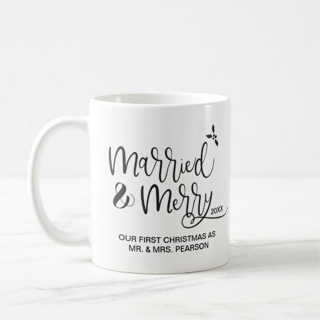 Mug Nos premiers noël, Marié & Joyeux, Mr. (Gauche)