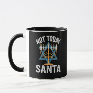 Mug Not Today Santa Jewish Hanukkah Holiday Menorah