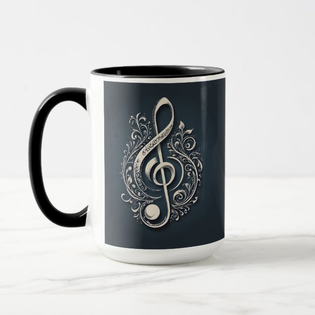Mug Note sur le Clé musical de nom personnalisé (Gauche)