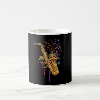 Mug Notes de musique couleur saxophone pour saxophonis