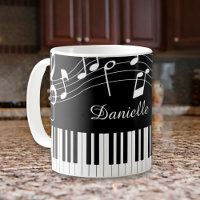 Notes de musique pour piano Nom de script noir bla