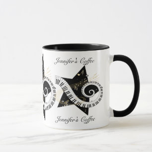 Mug Notes d'or personnalisées d'étoile musicale