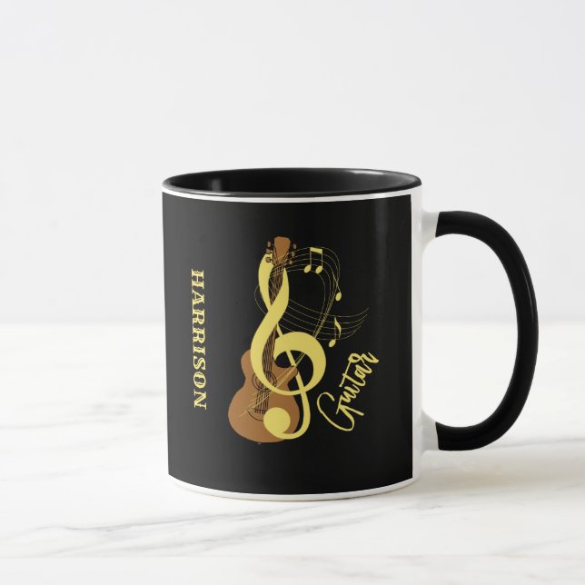 Mug Notes musicales acoustiques de guitare personnalis (Droite)