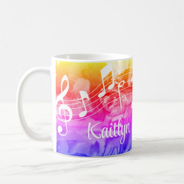 Mug Notes musicales colorées Personnalisées (Gauche)