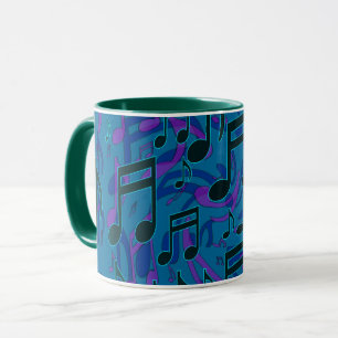 Mug Notes musicales Tourbillonnant Motif musical bleu 