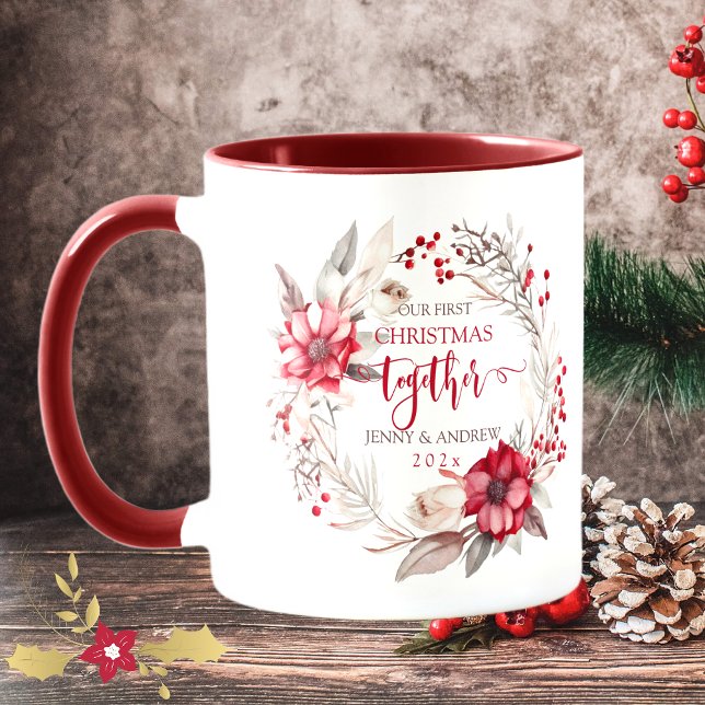 Mug Notre première couronne de Noël (Our first Christmas Together wreath Mug)