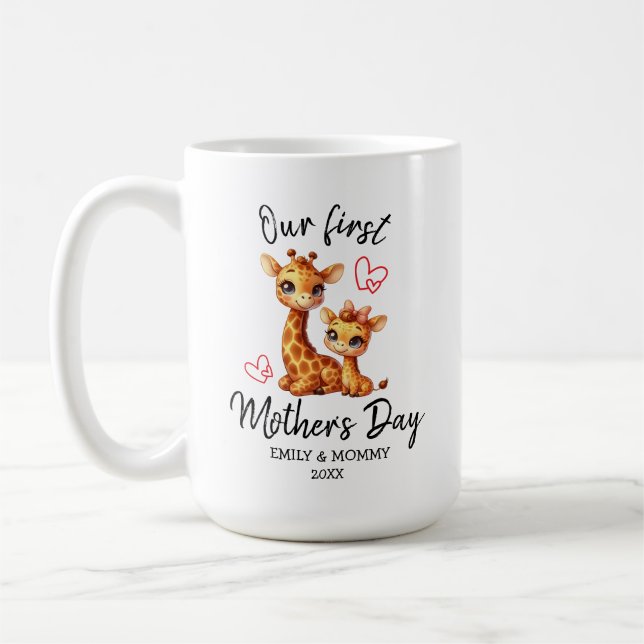MUG NOTRE PREMIÈRE FÊTE DE LA MÈRE BÉBÉ&MAMA GIRAFFE (Gauche)