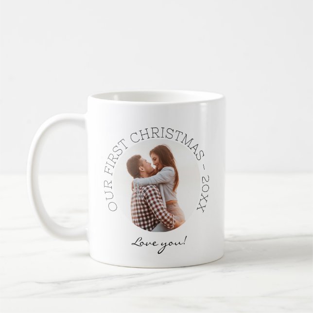 Mug Notre première photo de Noël Amour Simple (Gauche)