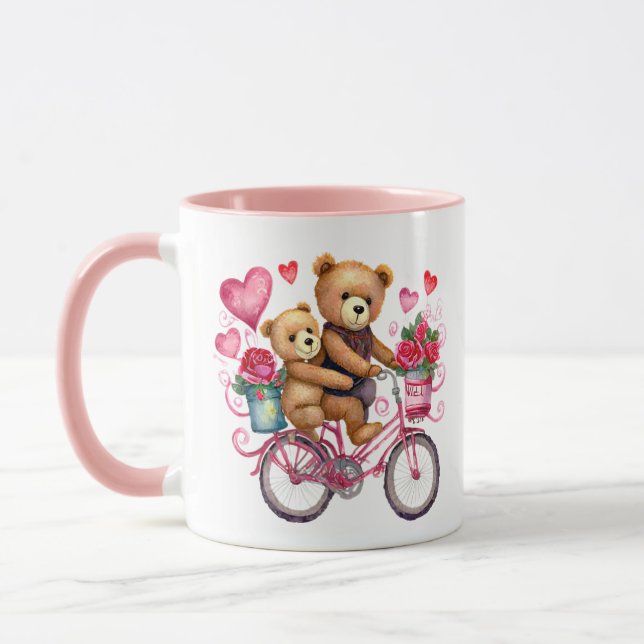 Mug Nounours de la Saint-Valentin à bicyclette (Gauche)