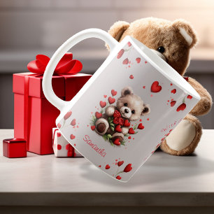Mug Nounours Ours en peluche Roses rouges Saint-Valent