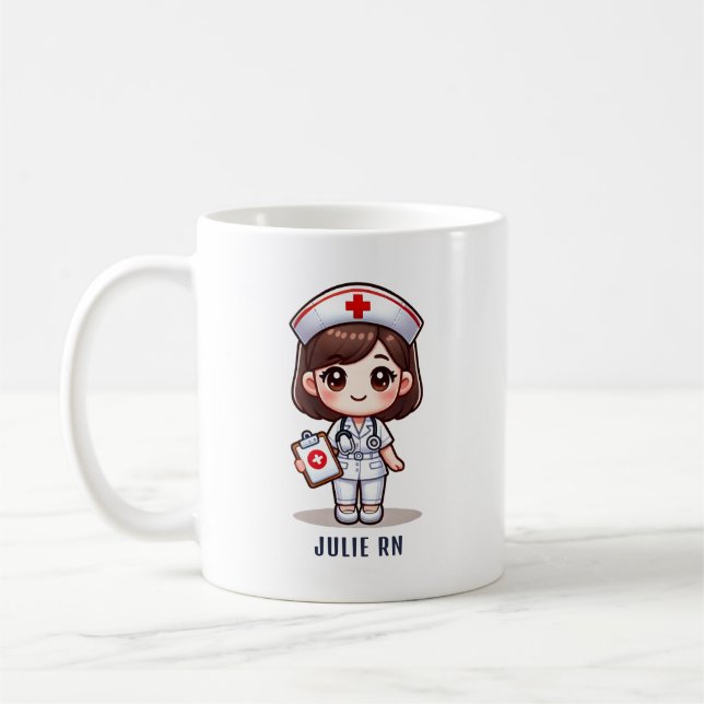 Mug Nourriture Manga mignonne avec cheveux Brown Brown (Gauche)