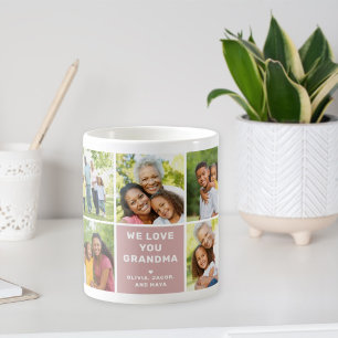 Mug Nous aimons grand-mère photo poussiéreuse rose mod