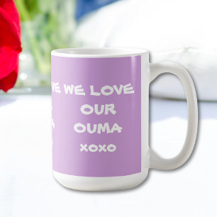 Mug NOUS AIMONS NOTRE CADEAU OUMA doux violet et blanc