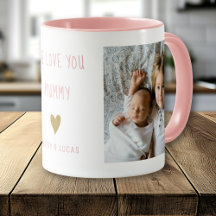Nous t'aimons Maman 2 Photo Personnalisé Rose