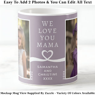 Mug Nous t'aimons Maman 2 Photo Personnalisé Violet Mo