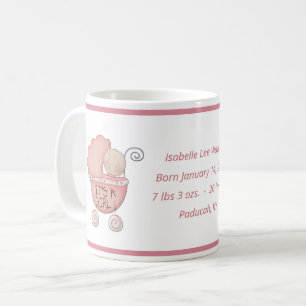Mug Nouveau bébé fille informations naissance mignonne