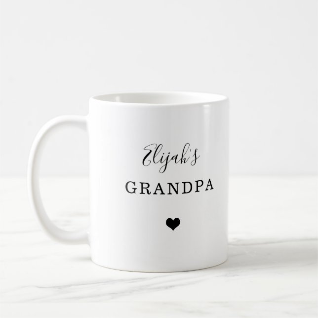 Mug Nouveau grand-père - Nom de l'enfant avec coeur si (Gauche)