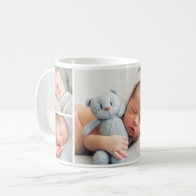 Mug Nouveau-né bébé garçon Photo personnalisée Collage (Devant gauche)
