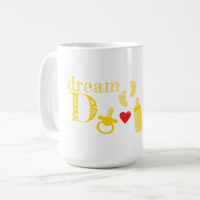 Mug Nouveau-né Rêve Jaune Papa Texte Graphique (Devant gauche)