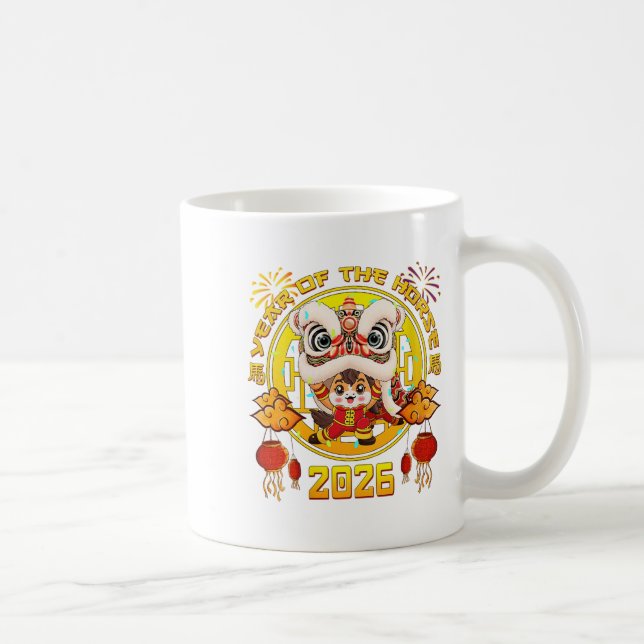 Mug Nouvel An Féminin 2026 Cheval Chinois L'Année Du (Droite)