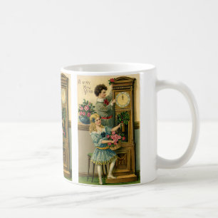 Mug Nouvel An vintage Eve Victorian Children and Clock