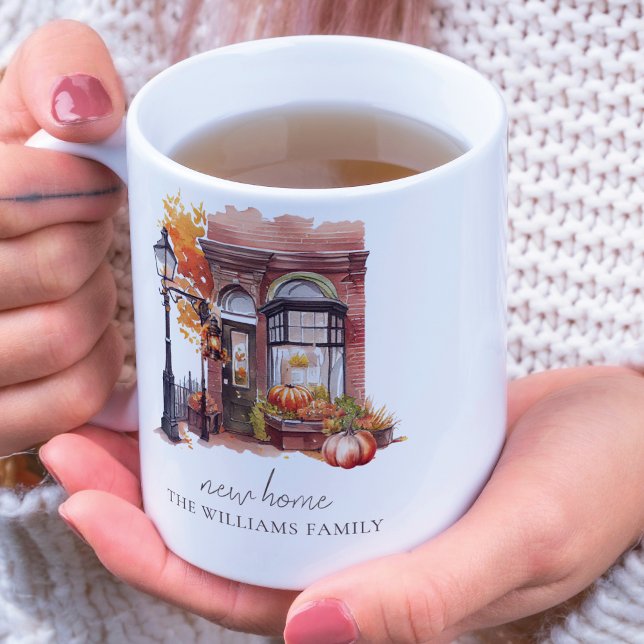 Mug Nouvelle maison Photo de la porte avant d'automne (Créateur téléchargé)